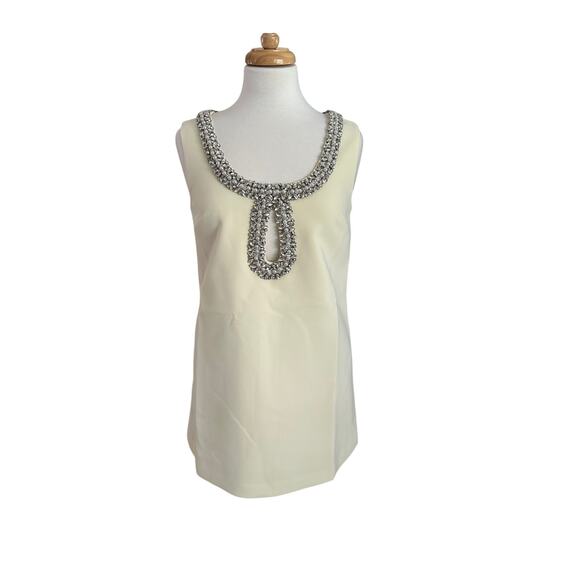 Self-Portrait Crepe Bow Mini Dress Yellow Embellished US 2 - Picture 14 of 16